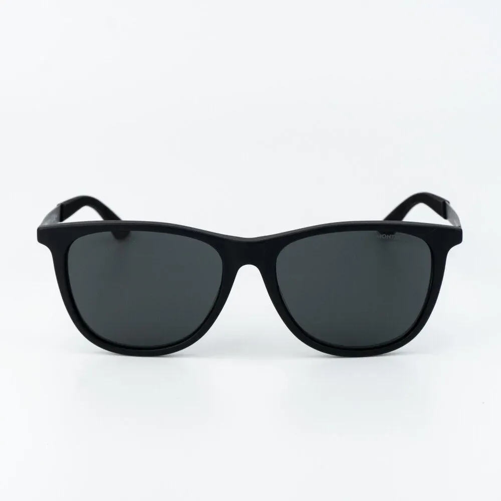 Montblanc Men Sunglasses Matte Black Smoke Grey Square MB0330S 001 NEW AUTHENTIC